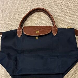 Longchamp Navy and Brown Tote Bag